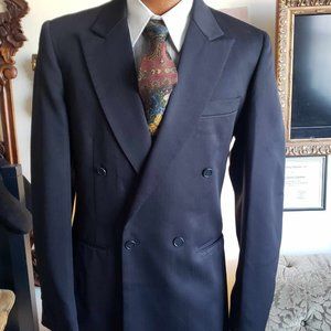 Black herringbone double breasted blazer 37R Campus